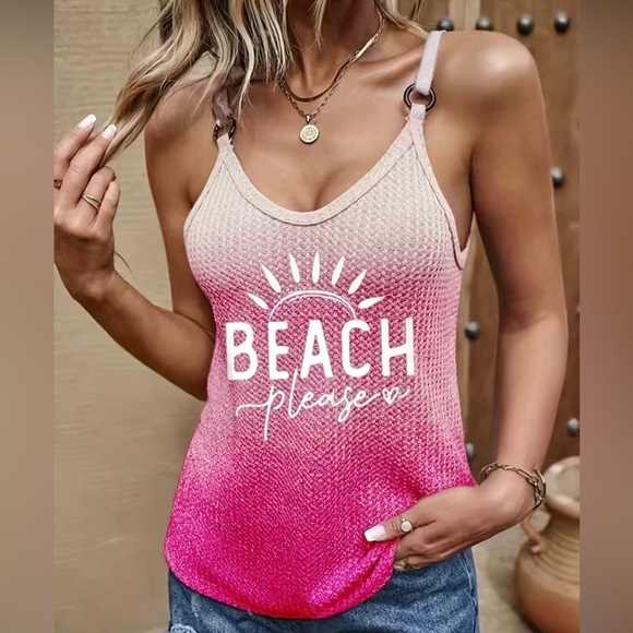 Tops - 🌟🌟🌟Beach Please Graphic tank top